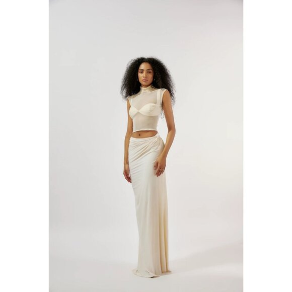 Deme by Gabriella Dove Set in Ivory Medium New Womens Maxi Gown Dress - Picture 16 of 17